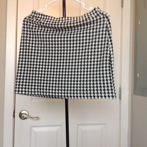 Houndstooth Print High Waist Skirt